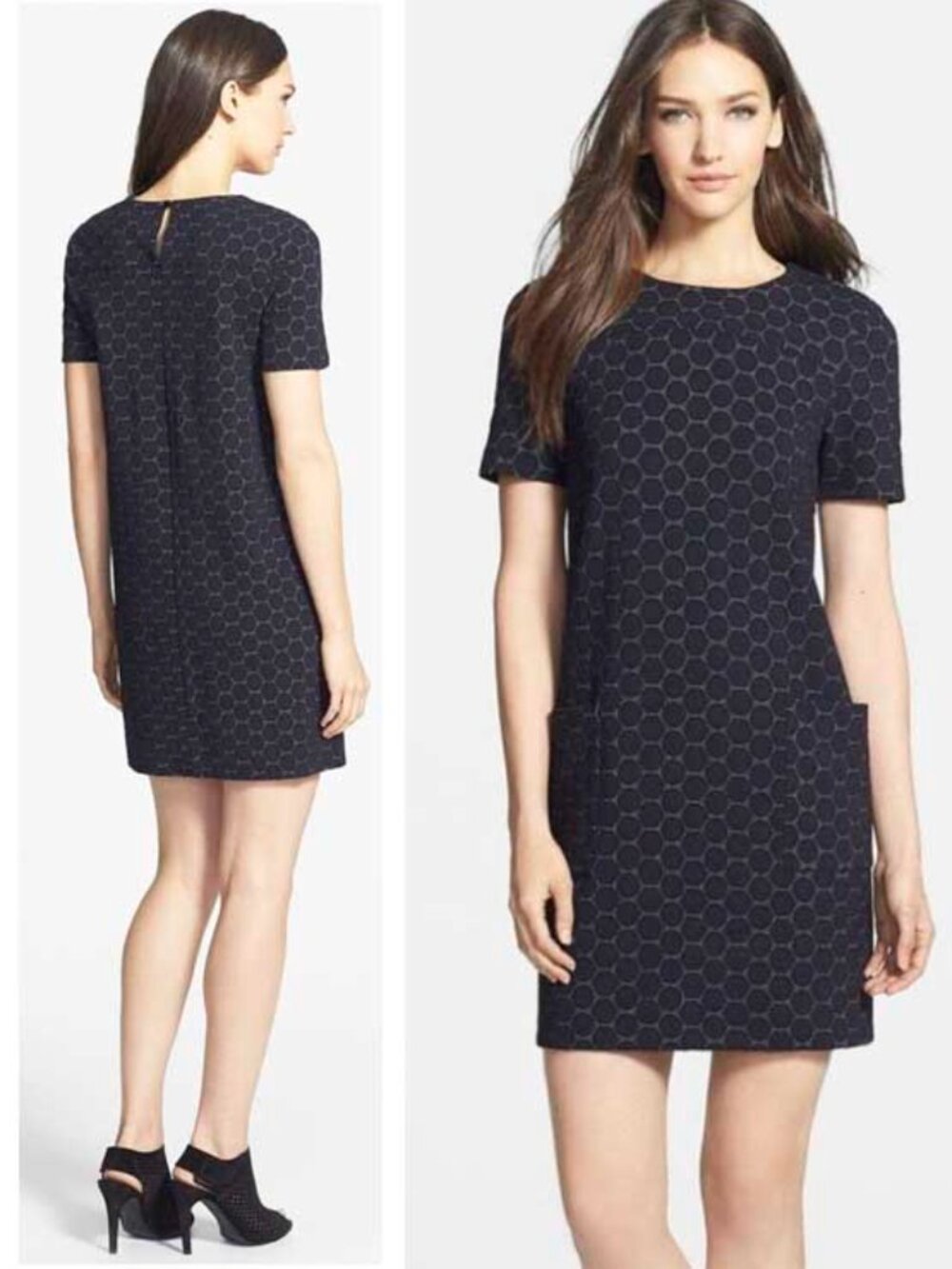 Marc by Marc Jacobs Womens Leyna Dotty Ponte Dress Stretch Knit Honeycomb Black